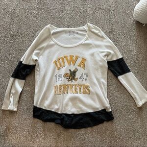 Iowa Hawkeyes Women's Color Block Thermal Waffle Knit Long Sleeve Top Size M